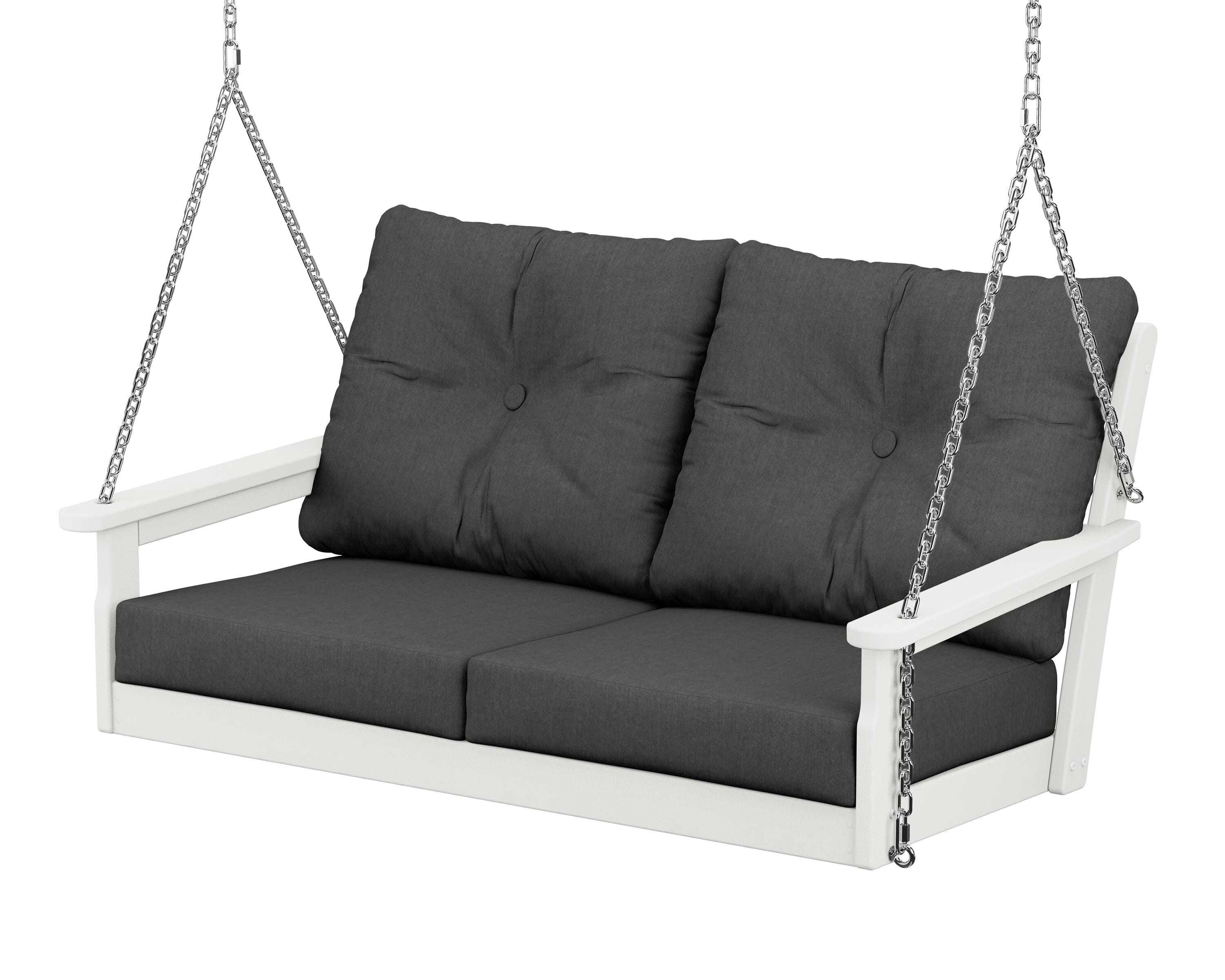 POLYWOOD® Vineyard Deep Seating Swing in Vintage White / Spectrum Carbon