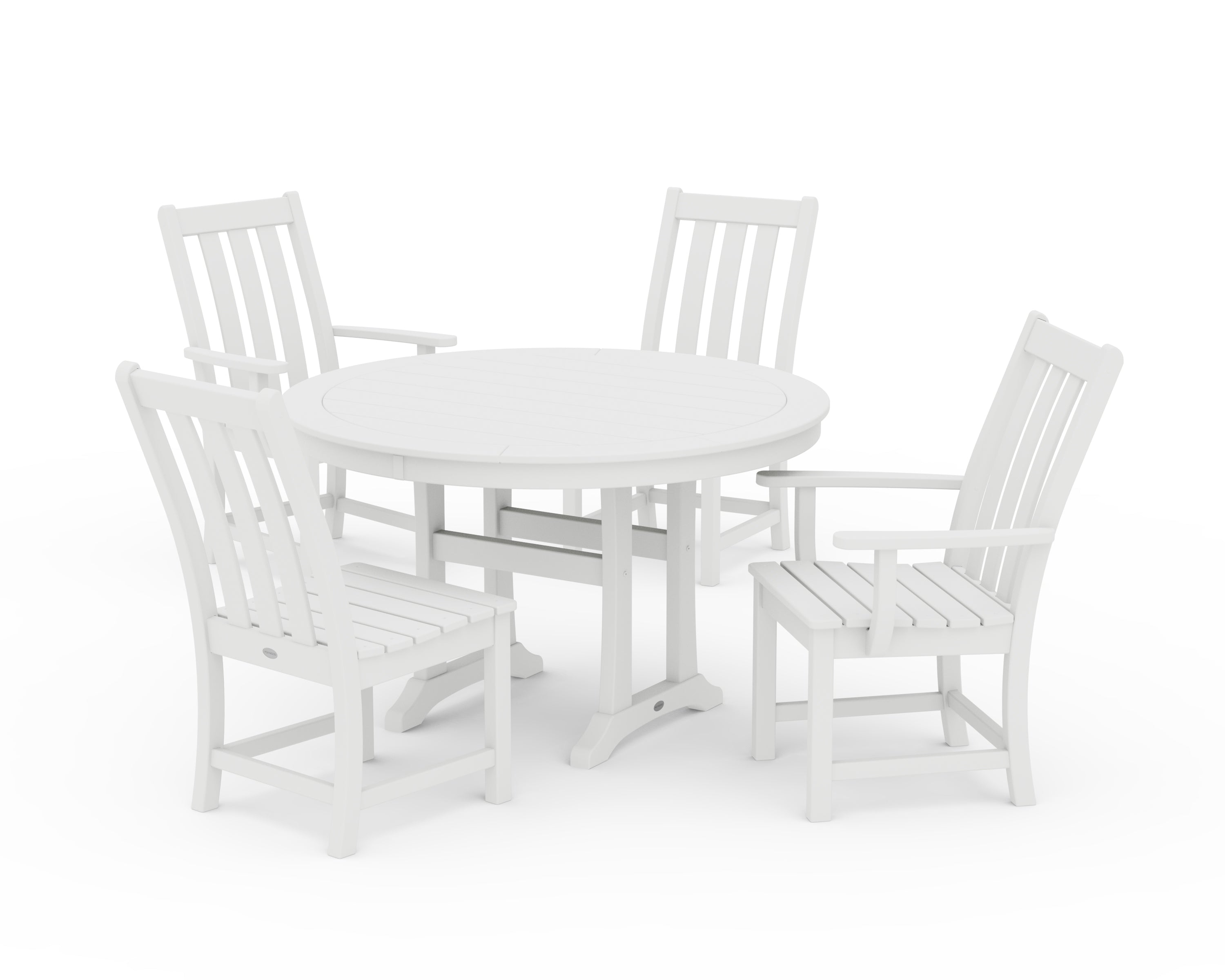 POLYWOOD® Vineyard 5-Piece Nautical Trestle Dining Set in White