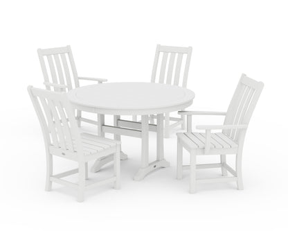 POLYWOOD® Vineyard 5-Piece Nautical Trestle Dining Set in White