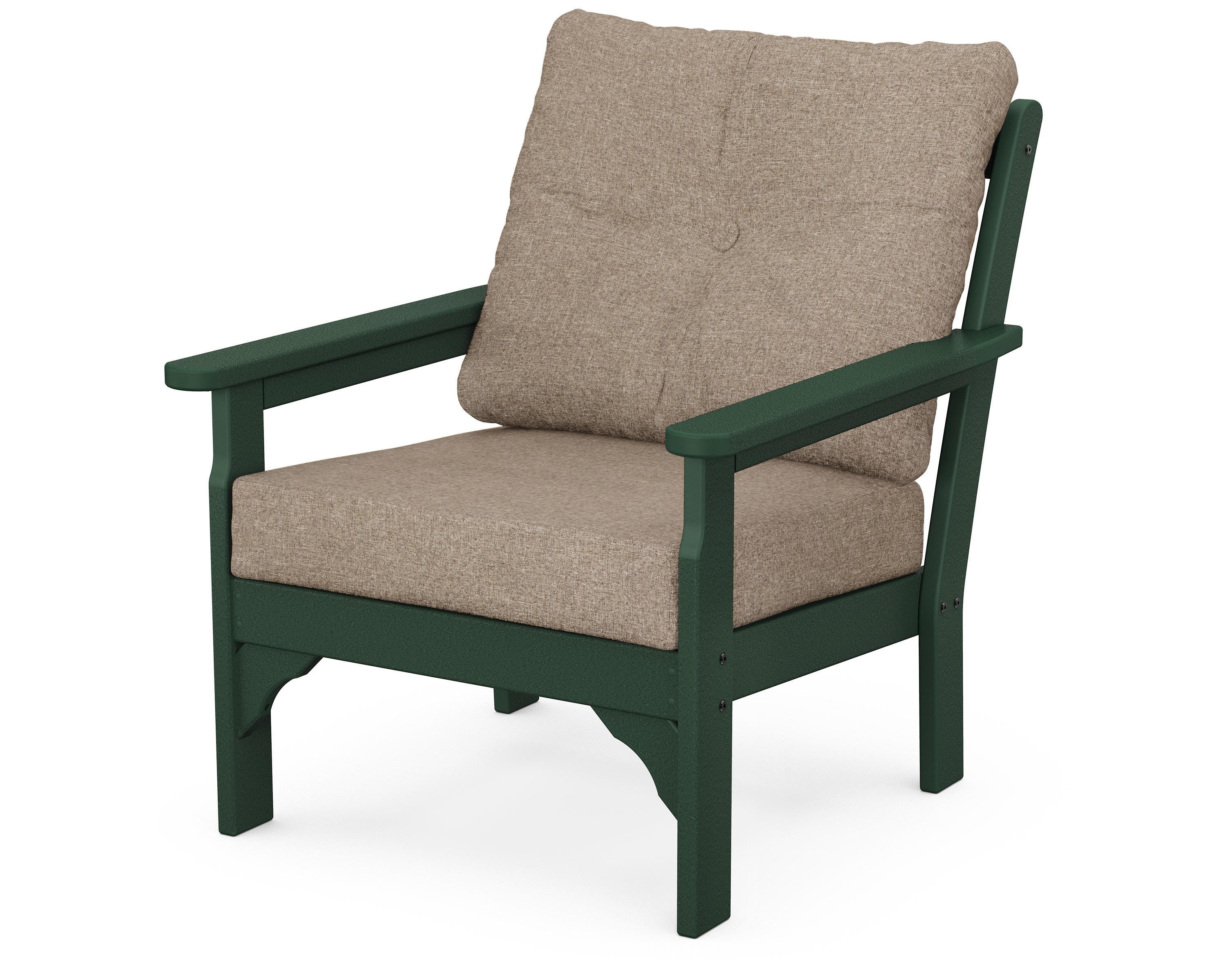 POLYWOOD® Vineyard Deep Seating Chair in Green / Spiced Burlap