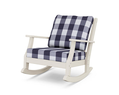 Country Living Wovendale Deep Seating Rocking Chair in Sand / Buffalo Plaid Navy