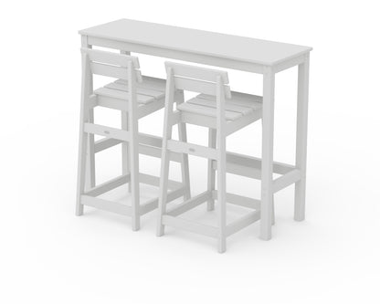POLYWOOD® Modern Studio Plaza Lowback Bar Chair 3-Piece Balcony Set in White
