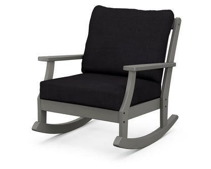 POLYWOOD® Braxton Deep Seating Rocking Chair in Slate Grey / Midnight Linen