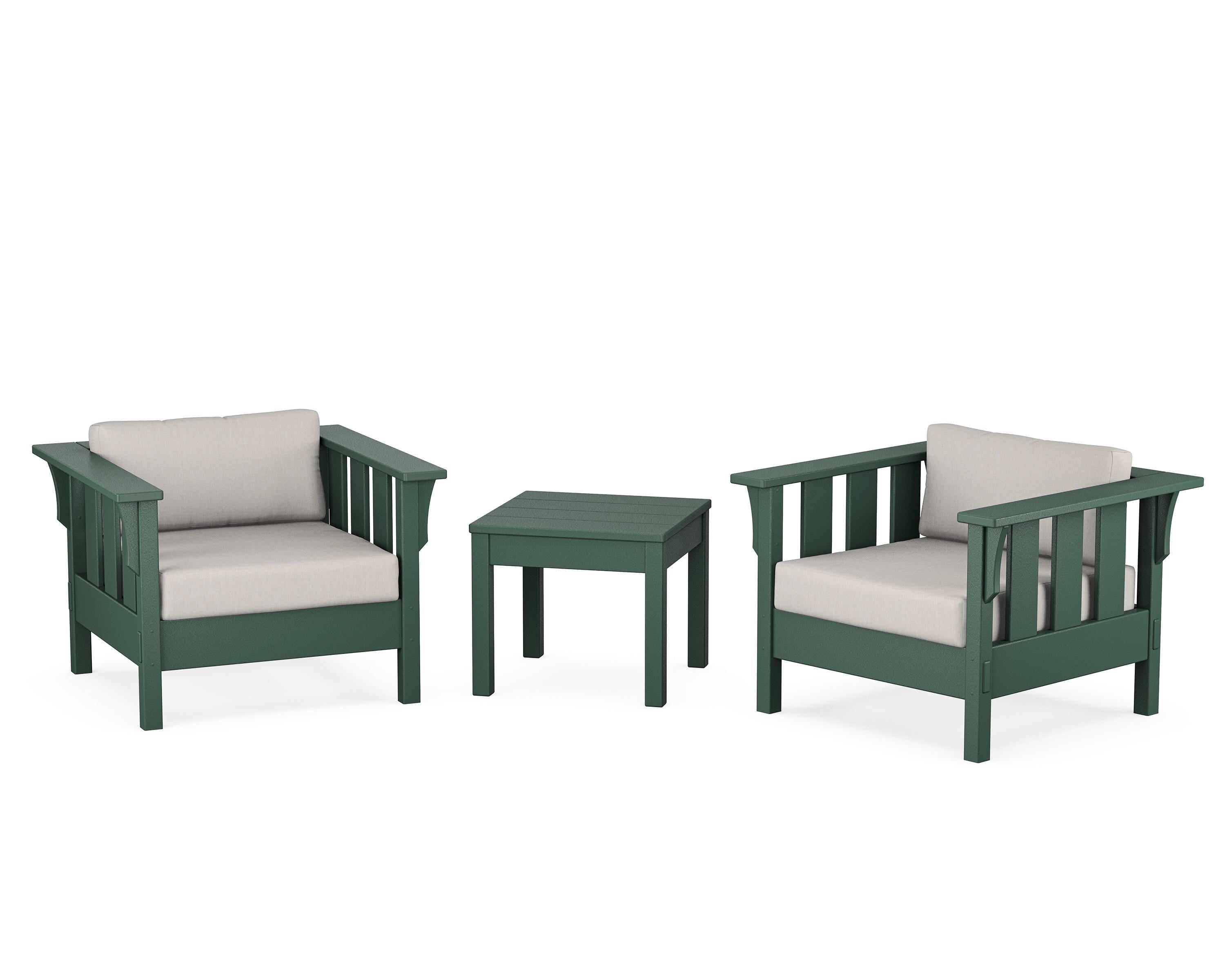 Martha Stewart by POLYWOOD® Acadia 3-Piece Deep Seating Set in Green / Cast Ash