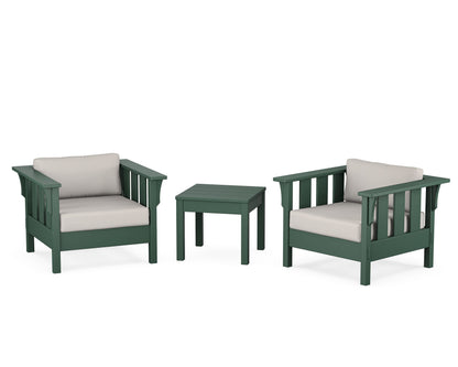 Martha Stewart by POLYWOOD® Acadia 3-Piece Deep Seating Set in Green / Cast Ash