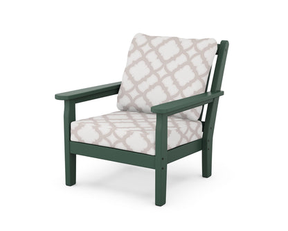 POLYWOOD® Chippendale Deep Seating Chair in Green / Trellis Dune Burlap