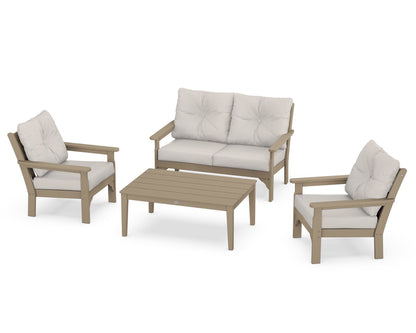 POLYWOOD® Vineyard 4-Piece Deep Seating Set in Vintage Sahara / Cast Ash