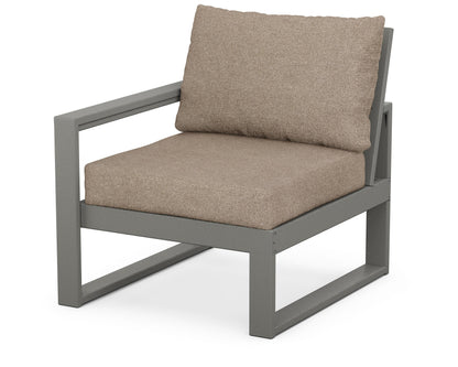 POLYWOOD® EDGE Modular Left Arm Chair in Slate Grey / Spiced Burlap