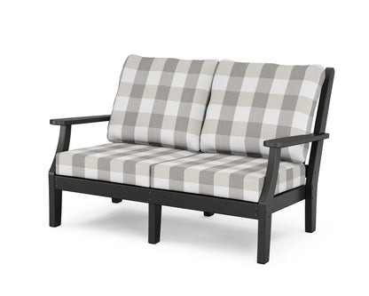 Country Living Wovendale Deep Seating Loveseat in Black / Buffalo Plaid Grey Mist