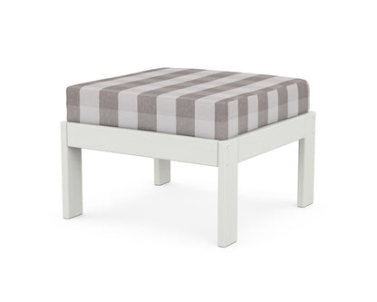 POLYWOOD® Vineyard Modular Ottoman in Vintage White / Buffalo Plaid Grey Mist