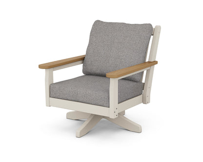 POLYWOOD® Chippendale Deep Seating Swivel Chair in Sand / Natural / Grey Mist