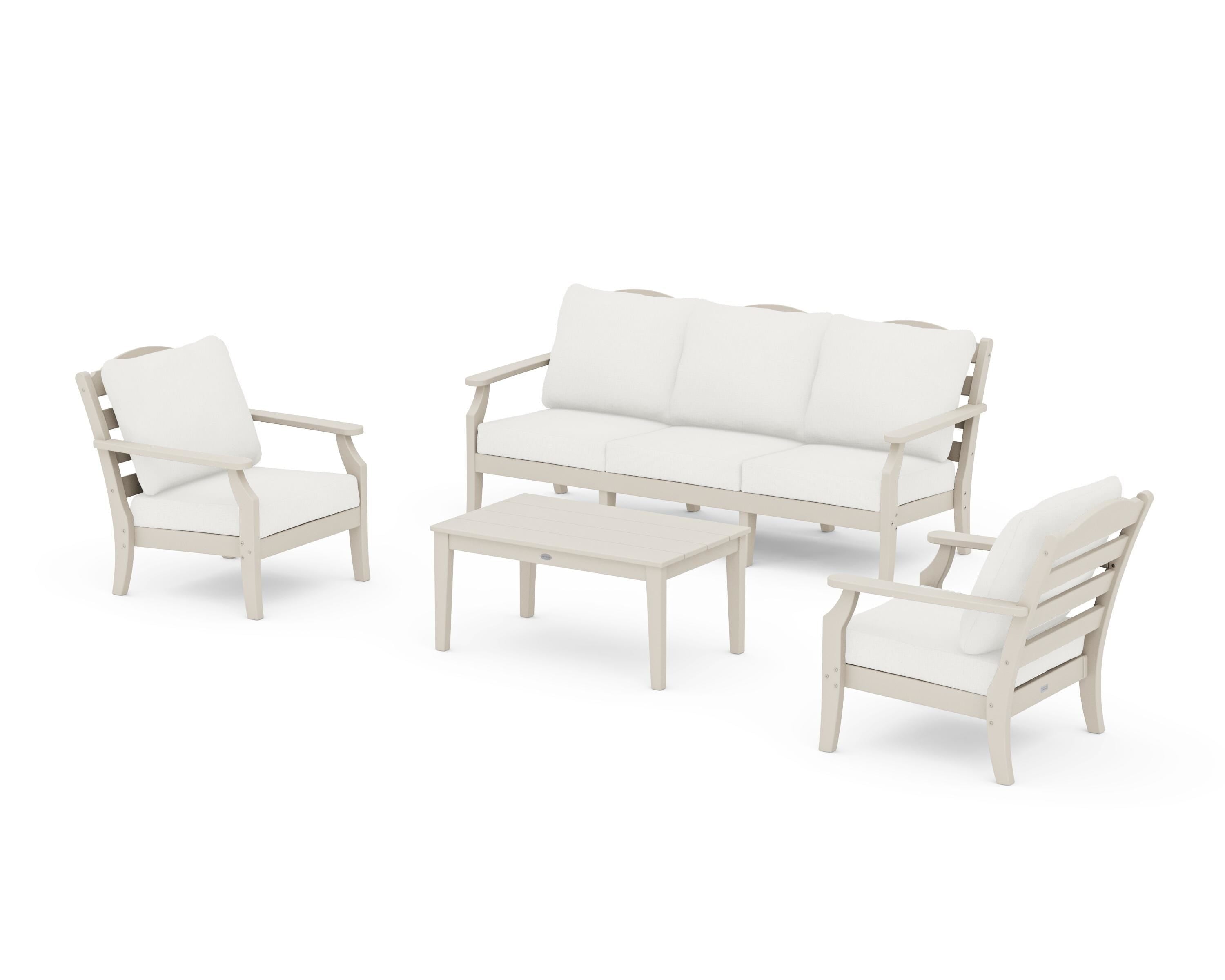 Draper James™ by  POLYWOOD® Savannah 4-Piece Deep Seating Set with Sofa in Sand / Natural Linen