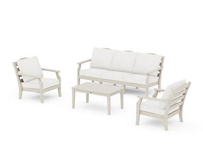 Draper James™ by  POLYWOOD® Savannah 4-Piece Deep Seating Set with Sofa in Sand / Natural Linen