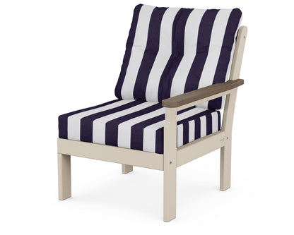 POLYWOOD® Vineyard Modular Right Arm Chair in Sand / Kona / Cabana Stripe Navy