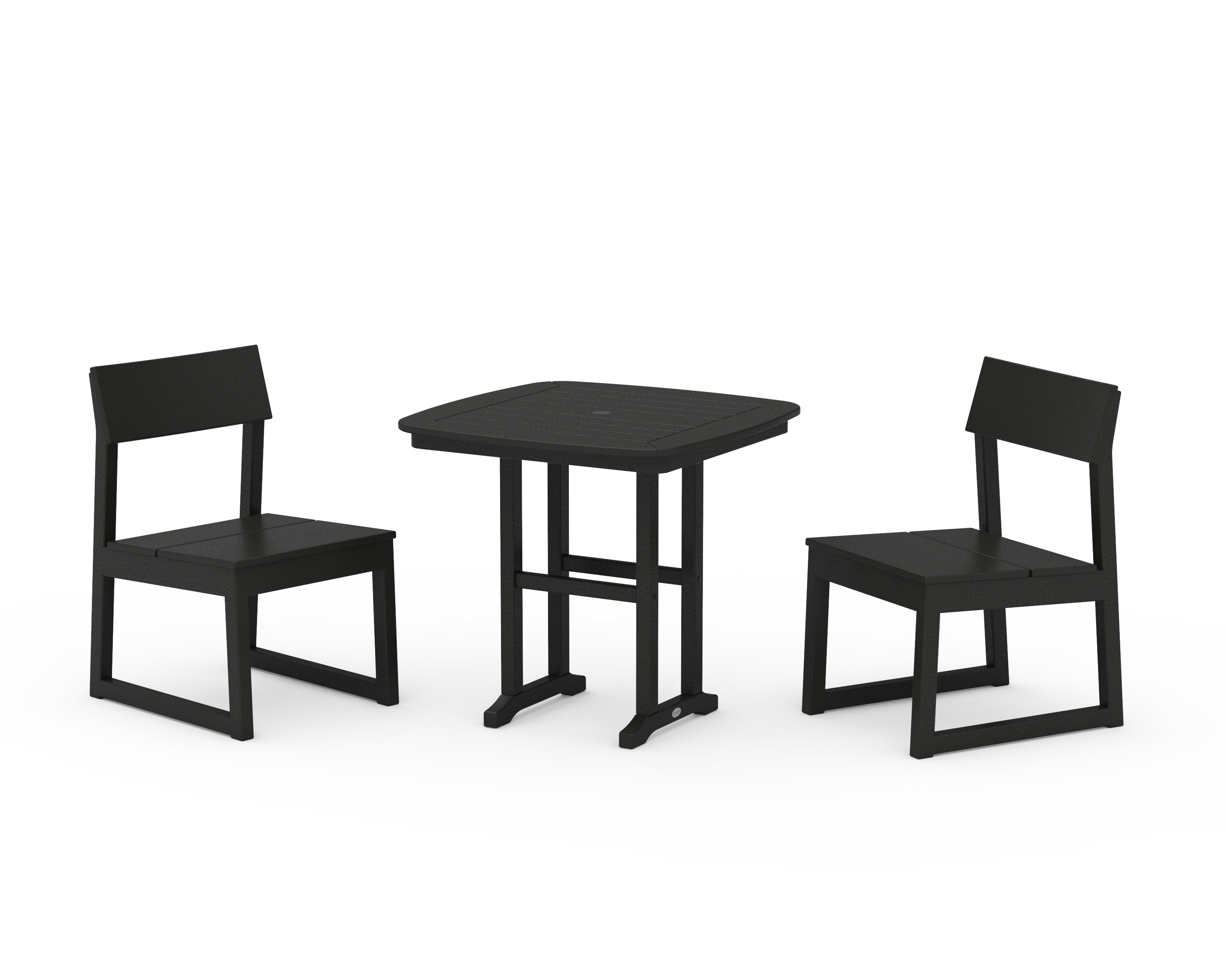 POLYWOOD® EDGE Side Chair 3-Piece Dining Set in Black