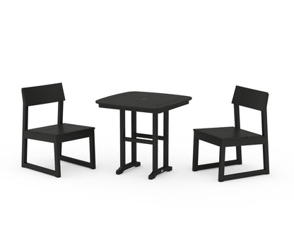 POLYWOOD® EDGE Side Chair 3-Piece Dining Set in Black