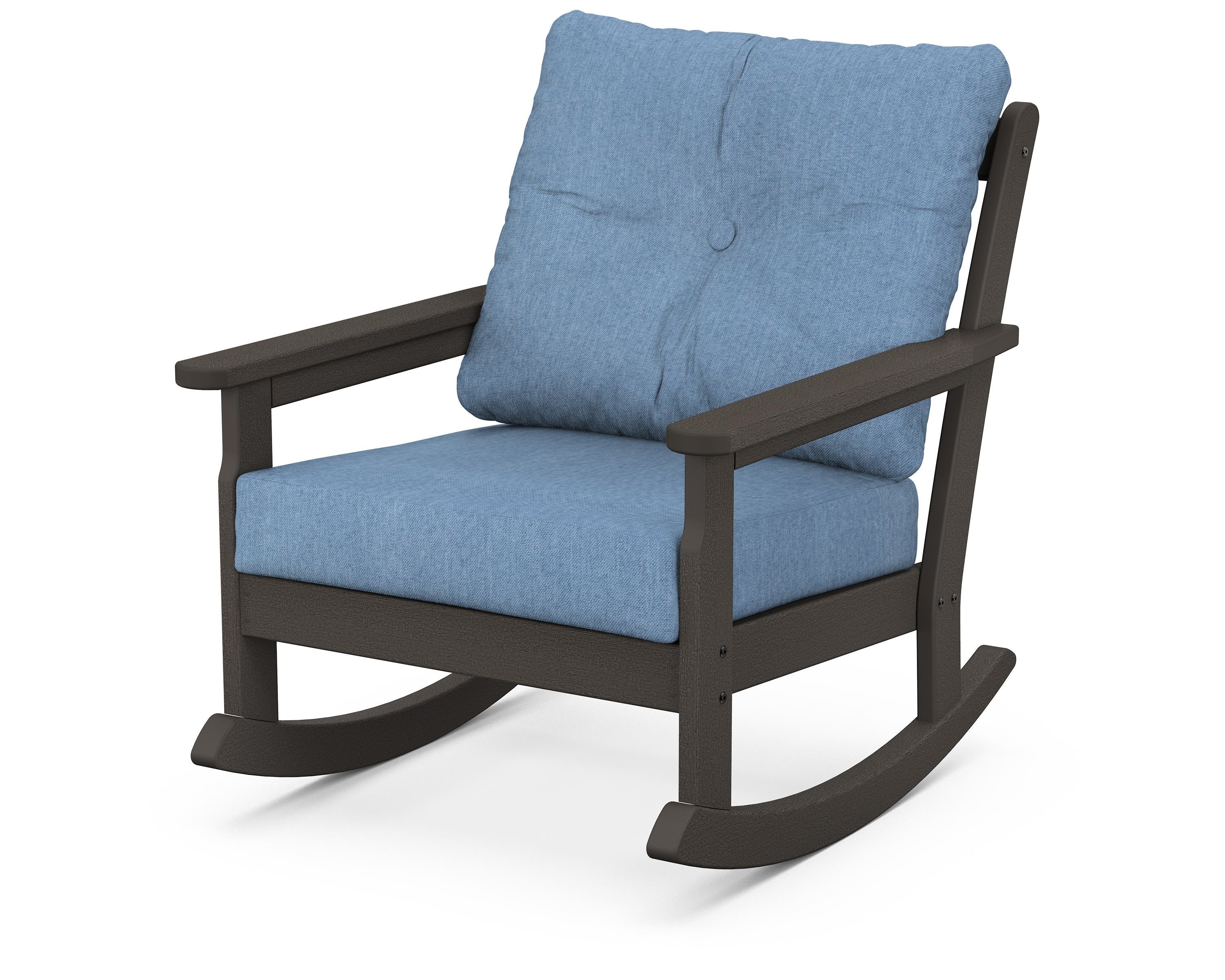 POLYWOOD® Vineyard Deep Seating Rocking Chair in Vintage Coffee / Sky Blue