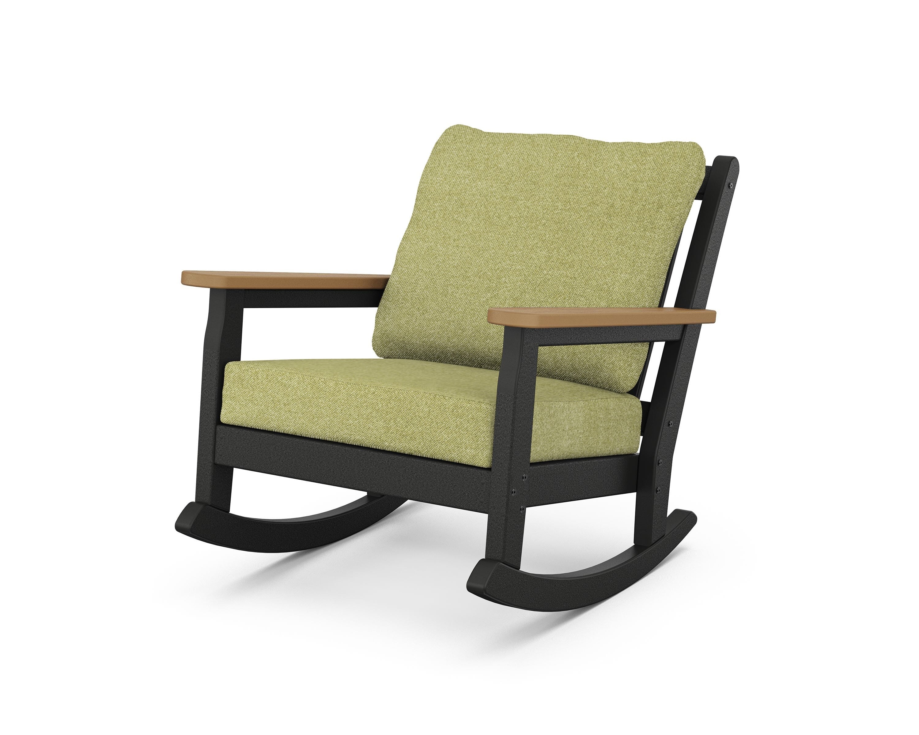 POLYWOOD® Chippendale Deep Seating Rocking Chair in Black / Natural / Chartreuse Boucle