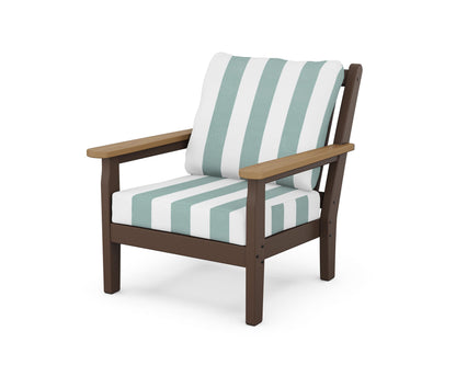 POLYWOOD® Chippendale Deep Seating Chair in Mahogany / Natural / Cabana Stripe Glacier Spa