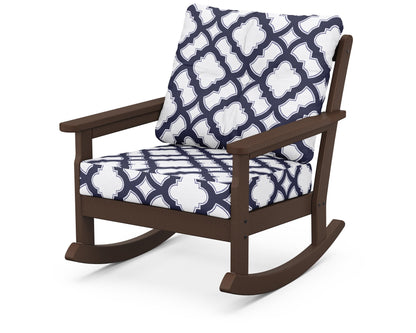 POLYWOOD® Vineyard Deep Seating Rocking Chair in Mahogany / Trellis Navy