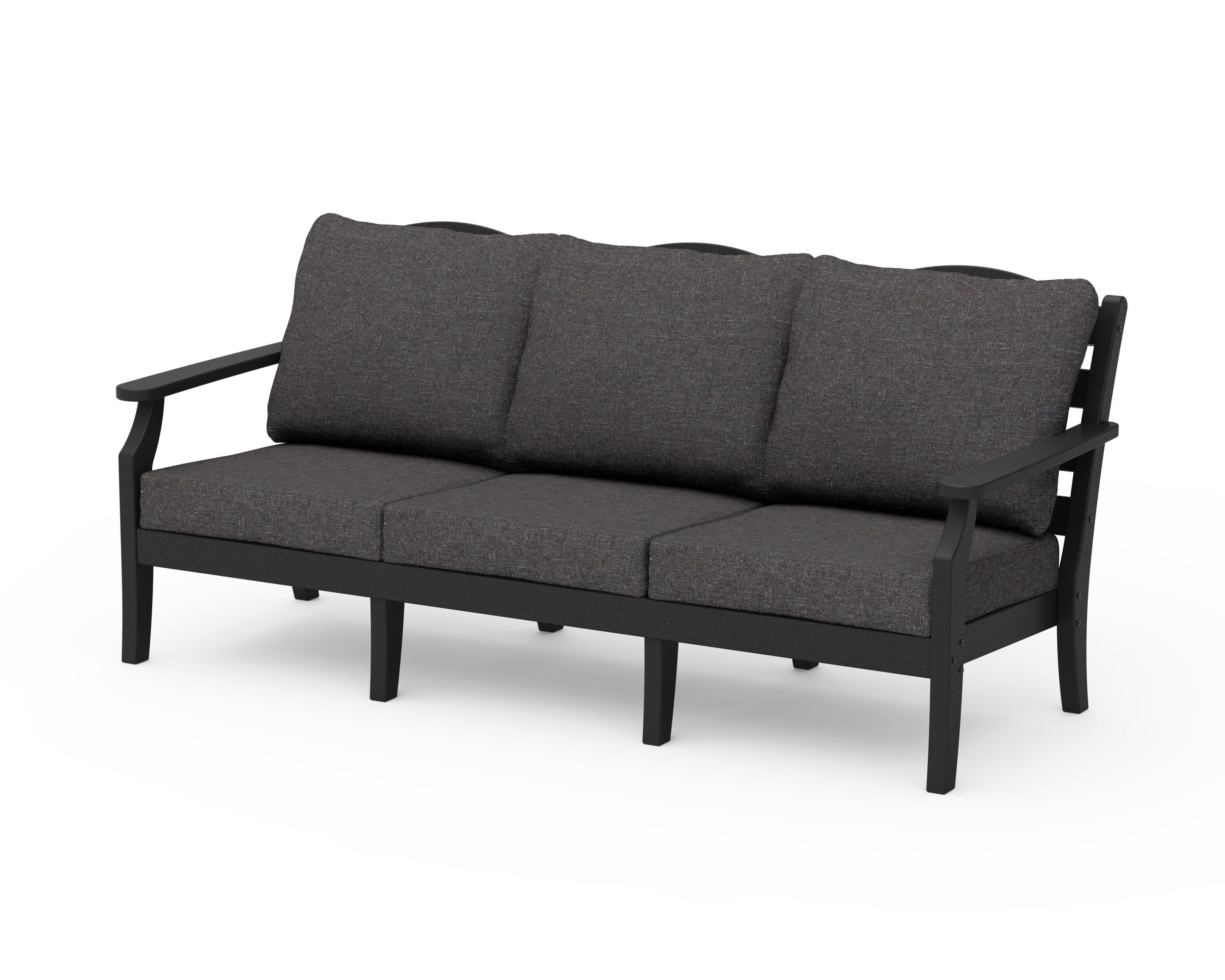 Draper James™ by  POLYWOOD® Savannah Deep Seating Sofa in Black / Ash Charcoal