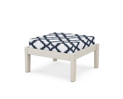Unbranded Deep Seating Ottoman in Sand / Trellis Marine Indigo