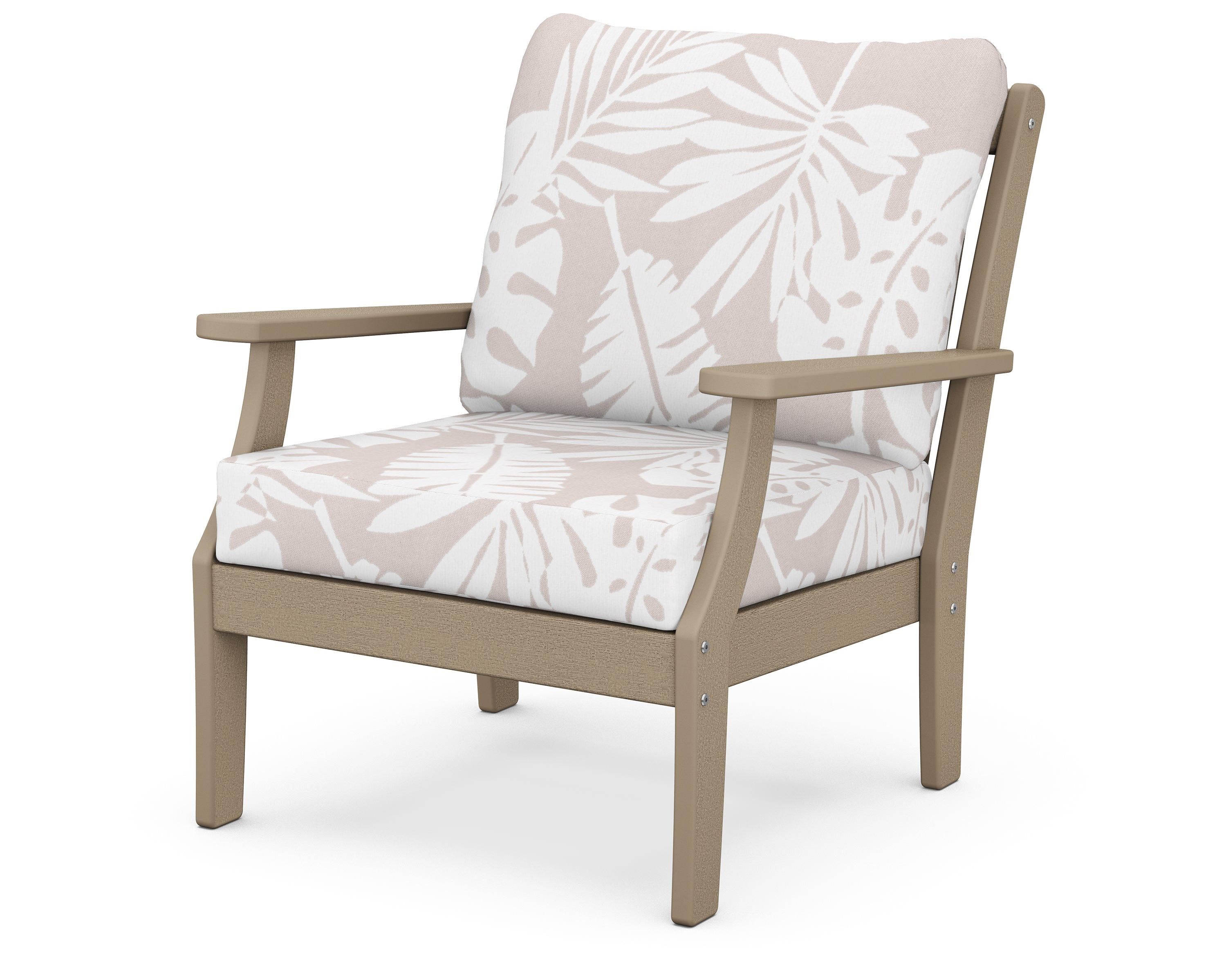 POLYWOOD® Braxton Deep Seating Chair in Vintage Sahara / Leaf Dune Burlap