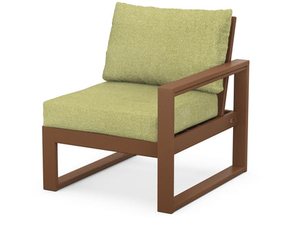 POLYWOOD® EDGE Modular Right Arm Chair in Teak / Chartreuse Boucle