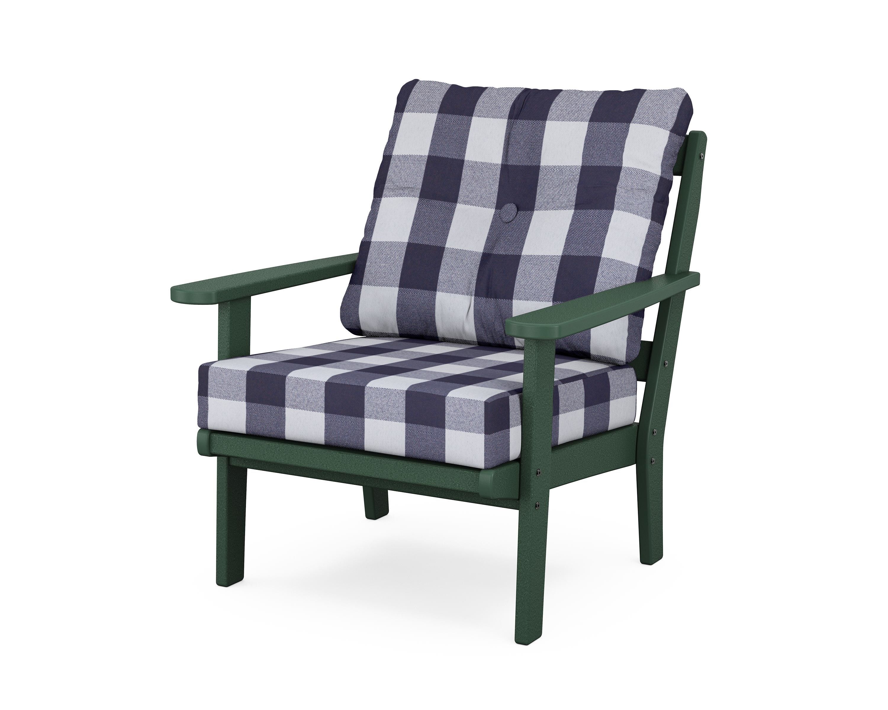 POLYWOOD® Mission Deep Seating Chair in Green / Buffalo Plaid Navy