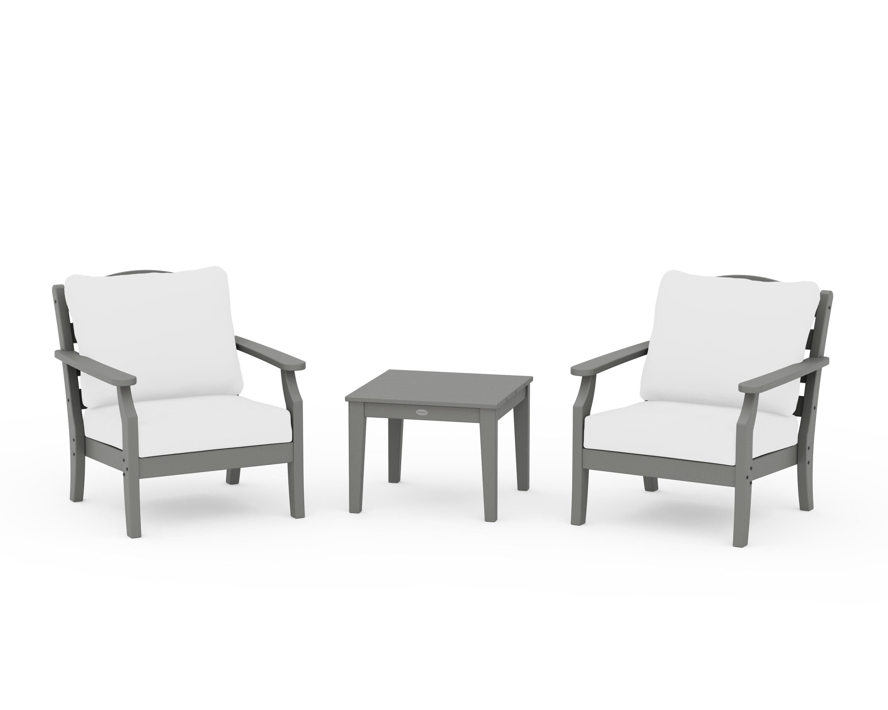 Draper James™ by  POLYWOOD® Savannah 3-Piece Deep Seating Set in Slate Grey / Natural