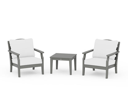 Draper James™ by  POLYWOOD® Savannah 3-Piece Deep Seating Set in Slate Grey / Natural