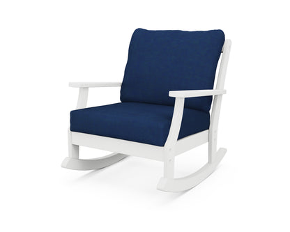 POLYWOOD® Braxton Deep Seating Rocking Chair in White / Navy