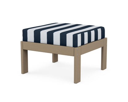 POLYWOOD® Vineyard Modular Ottoman in Vintage Sahara / Cabana Stripe Marine Indigo