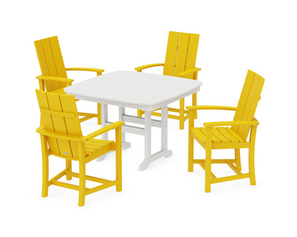 POLYWOOD® Modern Adirondack 5-Piece Dining Set with Trestle Legs in Lemon / White