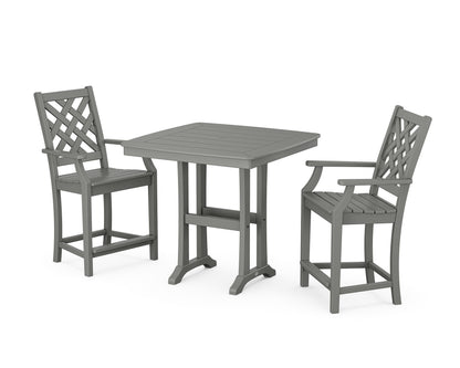 Country Living Wovendale 3-Piece Counter Set with Trestle Legs in Slate Grey