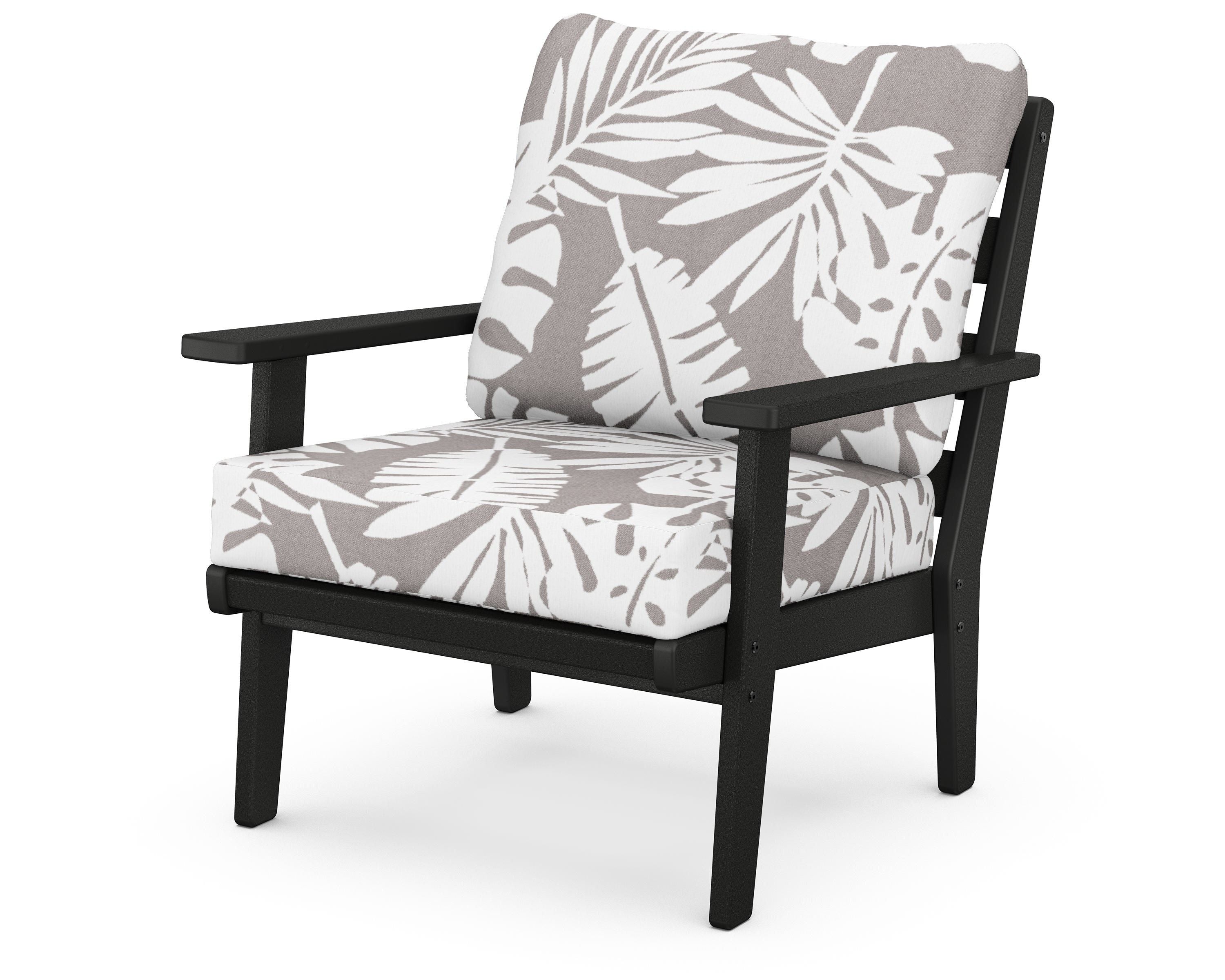 POLYWOOD® Grant Park Deep Seating Chair in Black / Leaf Grey Mist