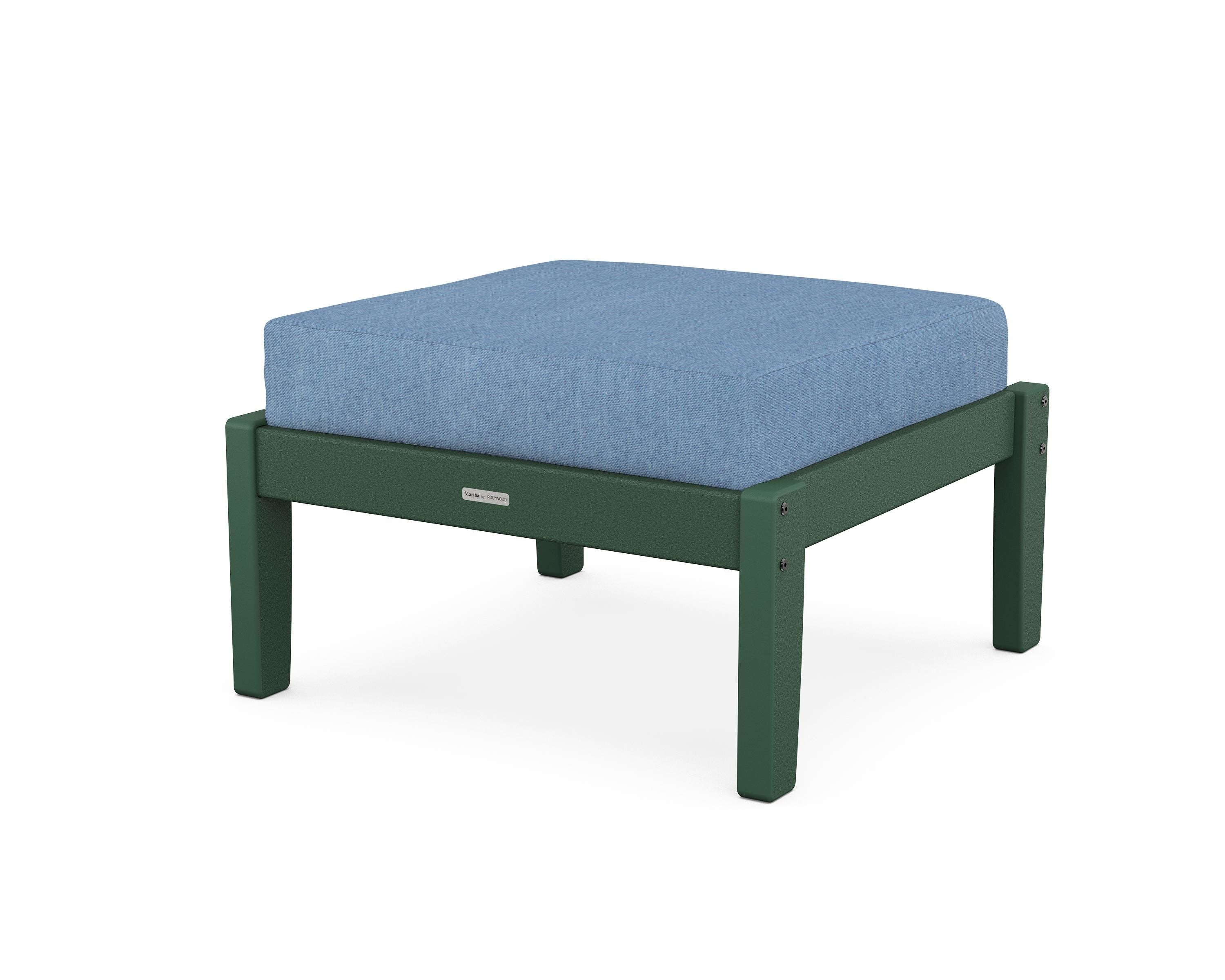 Martha Stewart by POLYWOOD® Chinoiserie Deep Seating Ottoman in Green / Sky Blue