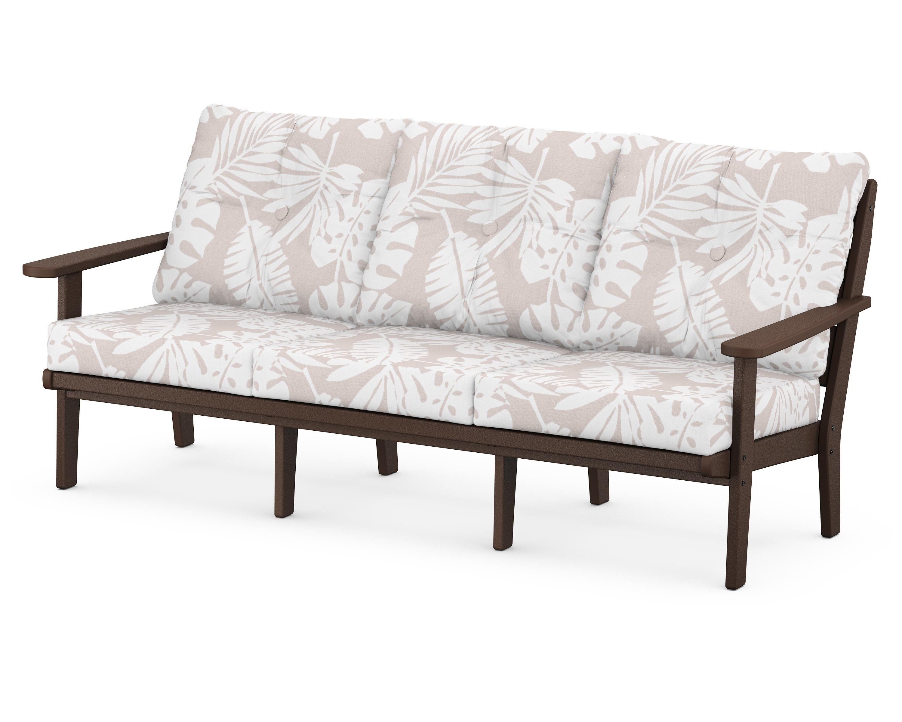 POLYWOOD® Lakeside Deep Seating Sofa in Mahogany / Leaf Dune Burlap