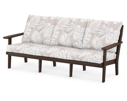 POLYWOOD® Lakeside Deep Seating Sofa in Mahogany / Leaf Dune Burlap