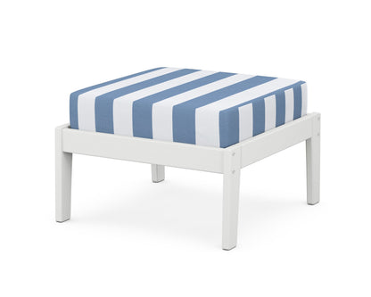 Unbranded Deep Seating Ottoman in White / Cabana Stripe Sky Blue