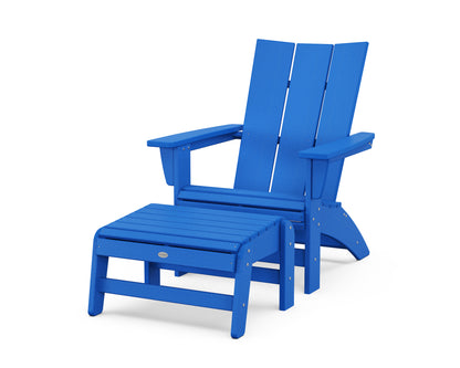 POLYWOOD® Modern Grand Adirondack Chair with Ottoman in Pacific Blue