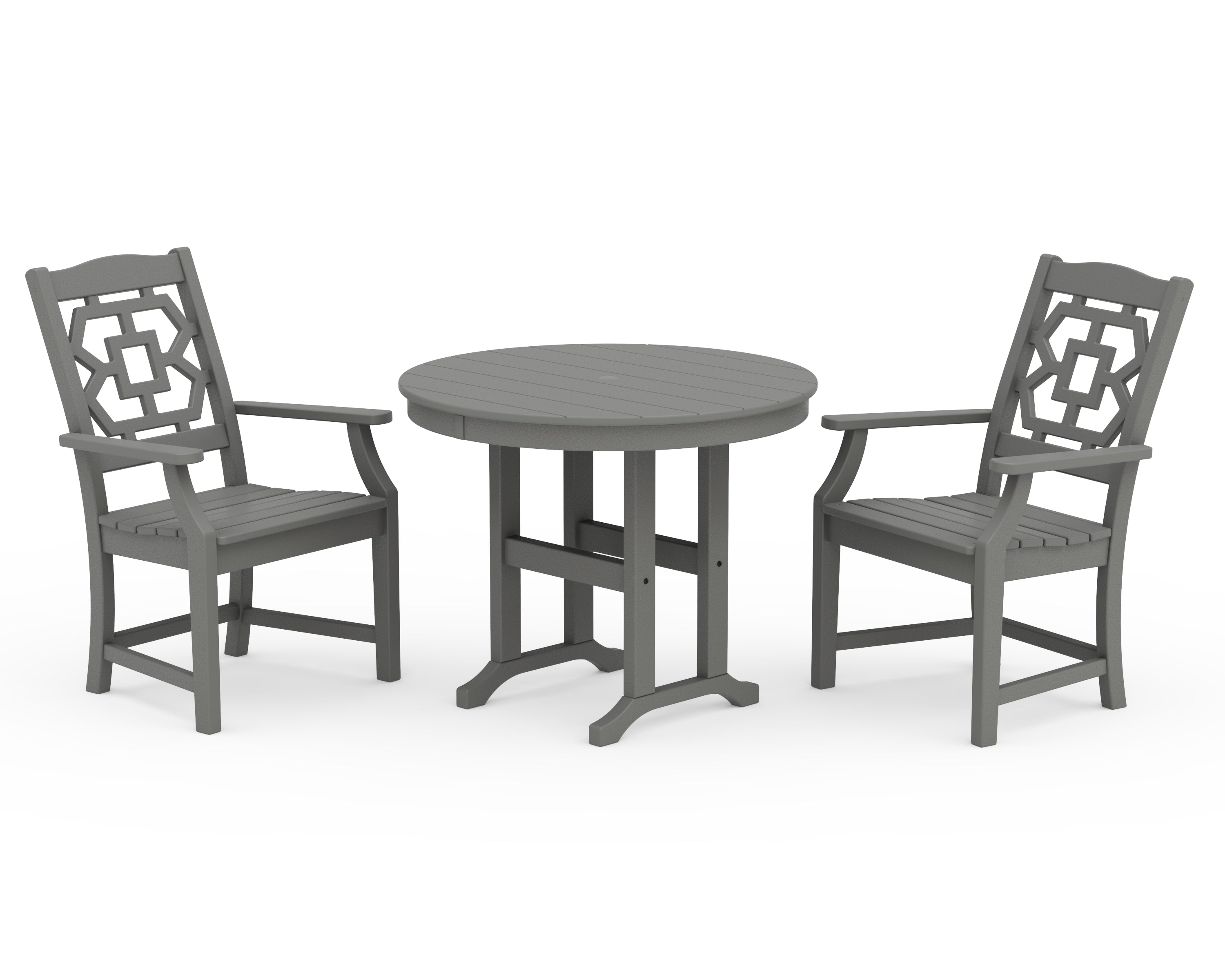 Martha Stewart by POLYWOOD® Chinoiserie 3-Piece Farmhouse Dining Set in Slate Grey