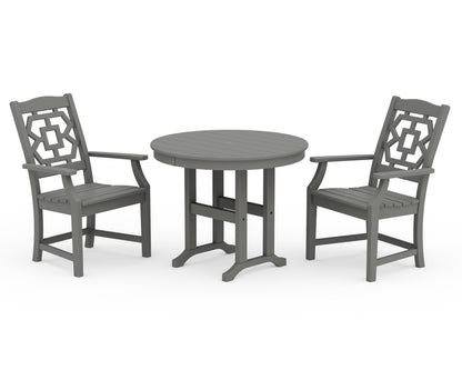 Martha Stewart by POLYWOOD® Chinoiserie 3-Piece Farmhouse Dining Set in Slate Grey