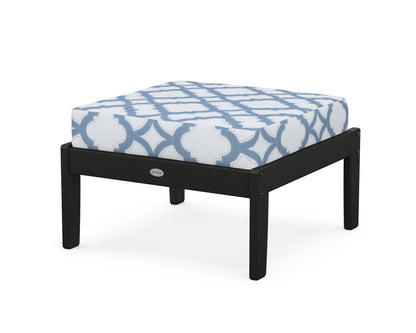 POLYWOOD® Braxton Deep Seating Ottoman in Black / Trellis Sky Blue