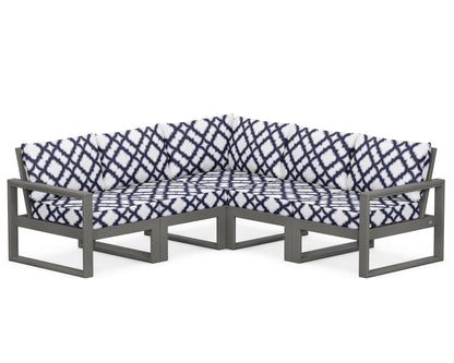 POLYWOOD® EDGE 5-Piece Modular Deep Seating Set in Slate Grey / Trellis Navy