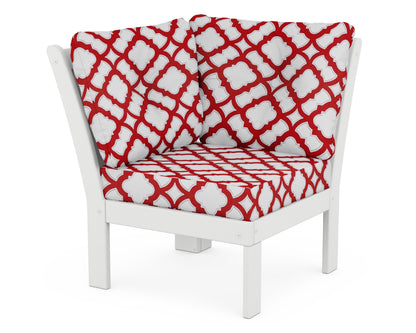 POLYWOOD® Vineyard Modular Corner Chair in White / Trellis Crimson