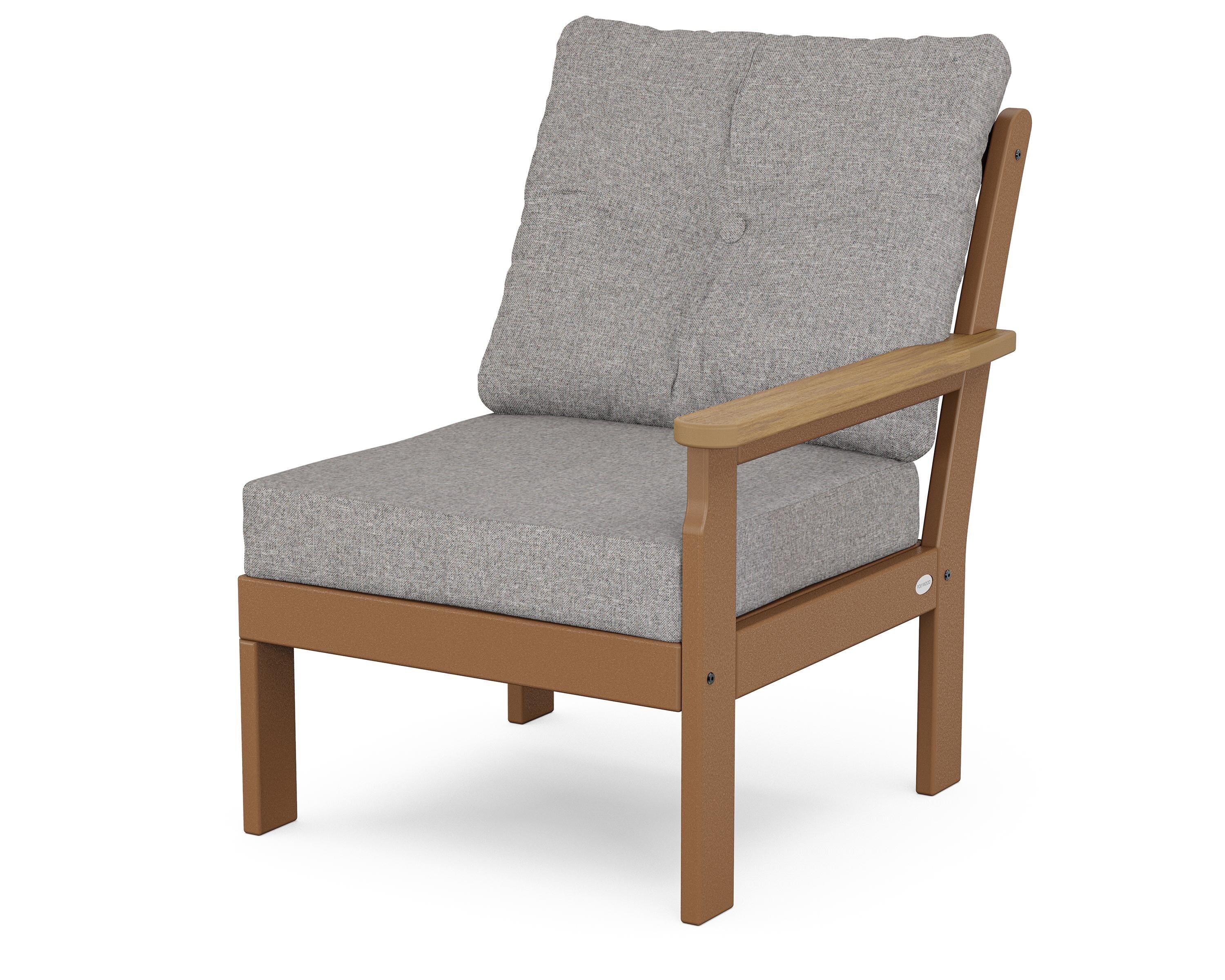 POLYWOOD® Vineyard Modular Right Arm Chair in Teak / Natural / Grey Mist