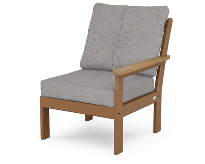 POLYWOOD® Vineyard Modular Right Arm Chair in Teak / Natural / Grey Mist