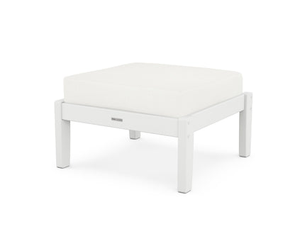 Martha Stewart by POLYWOOD® Chinoiserie Deep Seating Ottoman in White / Natural Linen