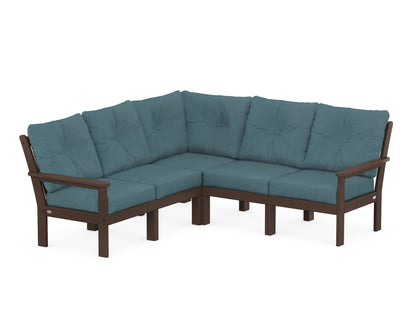 POLYWOOD® Vineyard 5-Piece Sectional in Mahogany / Ocean Teal